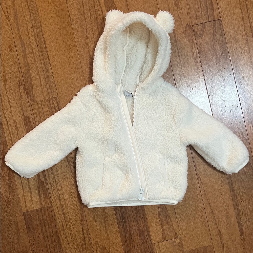 Old Navy Soft White Fleece Baby Hoodie